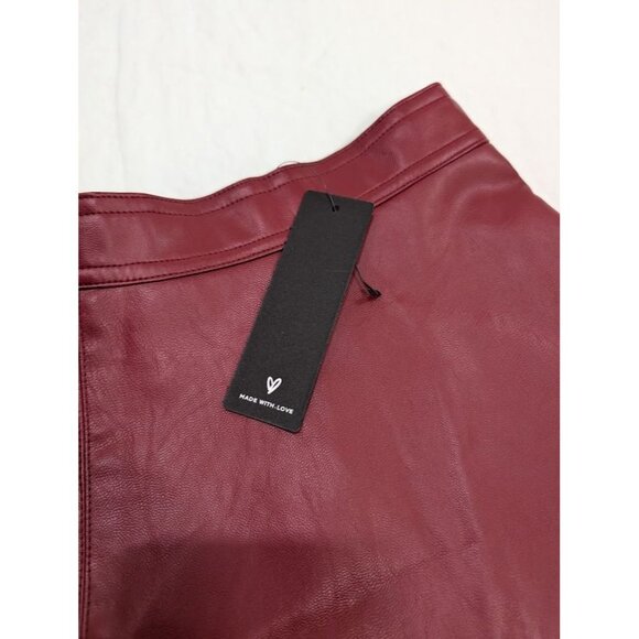 Lulus red pleather flare mini skirt women's sz large new with tags 30" waist B3 - Picture 4 of 9
